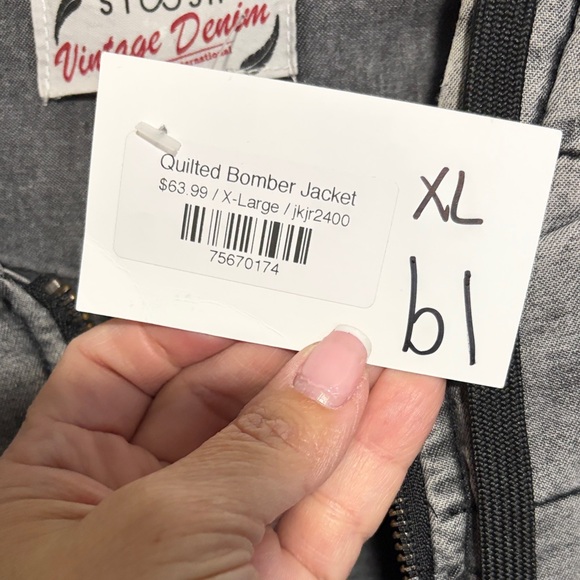 Stoosh Gray and Black Bomber Jacket - Picture 5 of 11